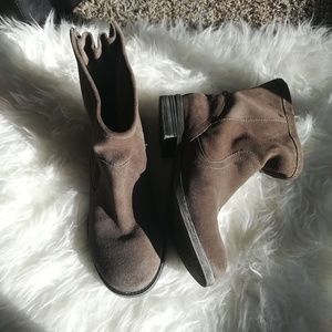 Brown Taupe Suede Leather Boots